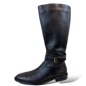 Eddie Bauer Brown Leather Equestrian Calf Boots Women’s Size 8 Flats Side Zip